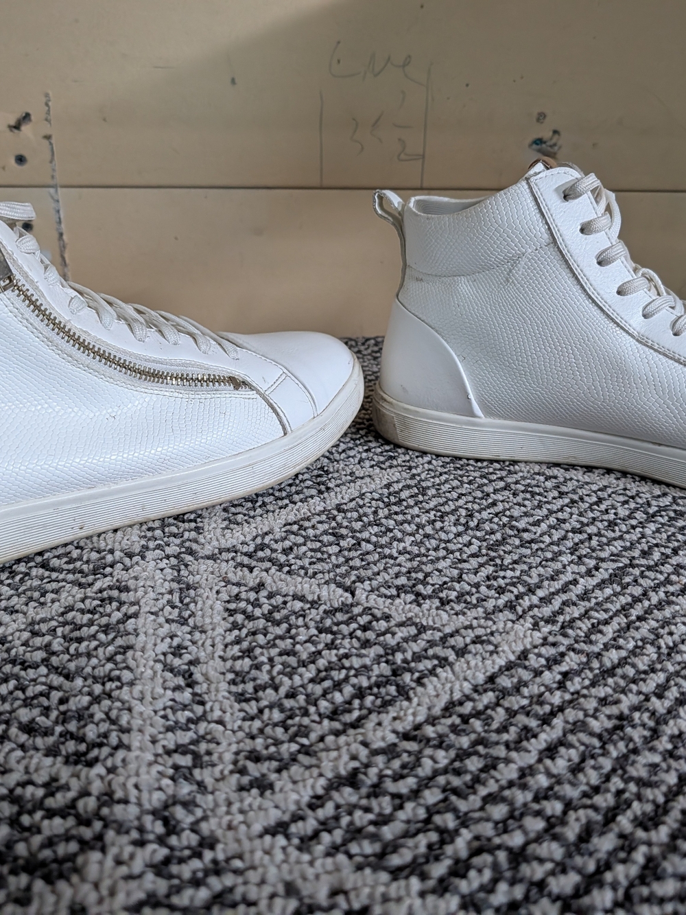 Aldo Men's White High-Top Sneakers with Side Zipper